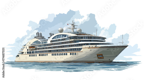 Realistic Luxury Sea Liner Vessel for Large Voyage at Marine