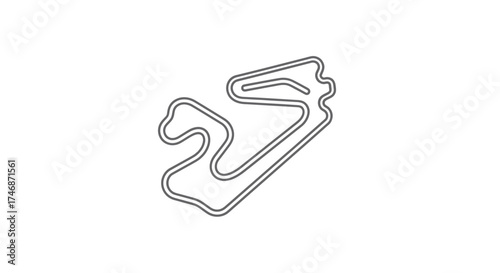 Detailed Outline of a Professional Racing Circuit Track.