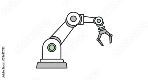 Industrial Robotic Arm with Gripper for Automation and Manufacturing.