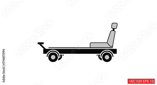 Black and White Airport Baggage Cart with Seat.