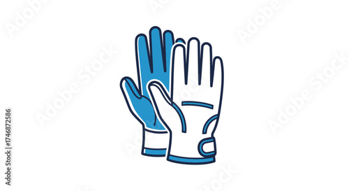 Pair of Blue and White Work Gloves for Protection.