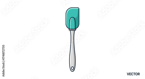 Teal Silicone Spatula with Silver Handle for Baking and Cooking.