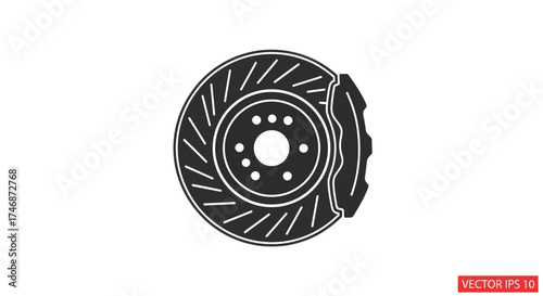 Automotive Disc Brake Rotor and Caliper Icon.