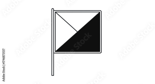 Black and White Divided Flag on Pole.