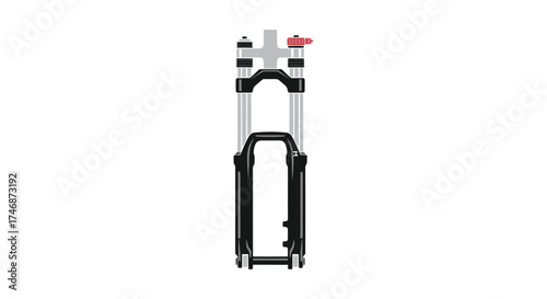 Mountain Bike Suspension Fork: Black and Silver Double Crown Design.