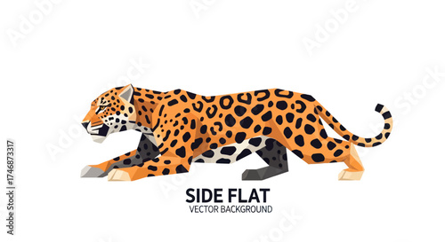 Stylized Jaguar in Profile Illustrating Powerful Movement and Distinctive Spots.