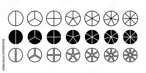 Circle pie chart diagram set