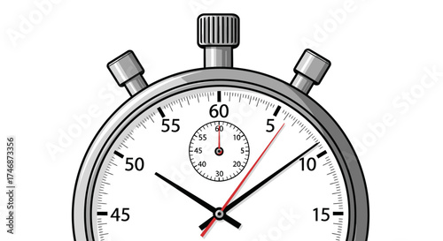 Close-up of a vintage analog stopwatch with a white face and silver casing.