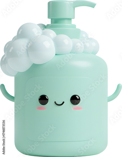 Cute Foaming Soap Bottle 3D Character Illustration
