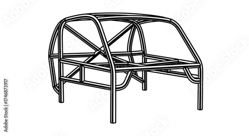 Automotive Roll Cage Frame Structure for Enhanced Vehicle Safety.