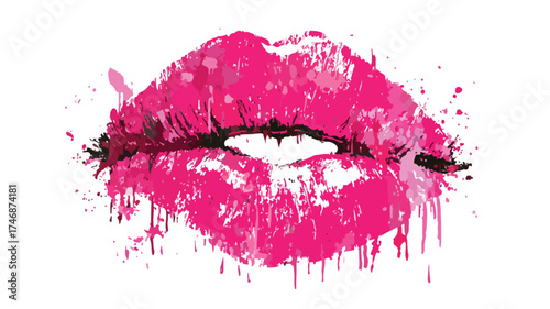 Chic Pink Lips Splash Makeup Design for Fashion Beauty Love Kiss