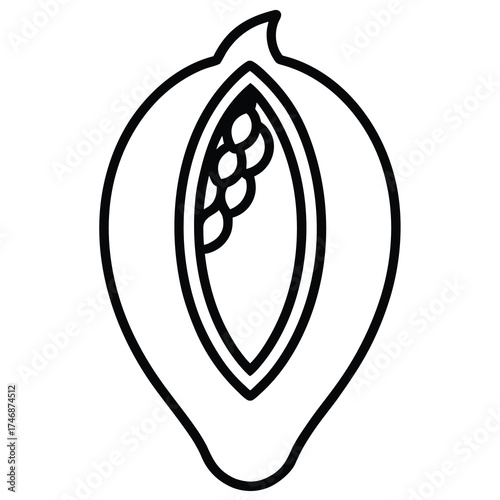 papaya leaf vector line art icon