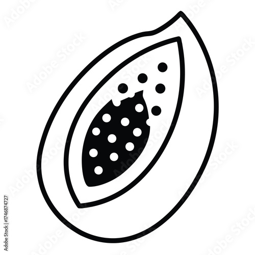 papaya slice vector line art icon
