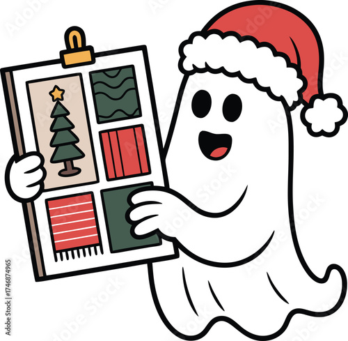 Stylish Christmas Ghost Interior Designer with Holiday Mood Board	