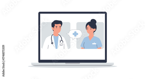 Virtual doctor visit with compassionate care on a modern laptop screen showcasing telemedicine technology and online consultation with medical professionals