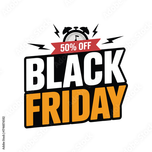 Black Friday 50% Off Sale Banner – Bold Shopping and Discount Promotion Design