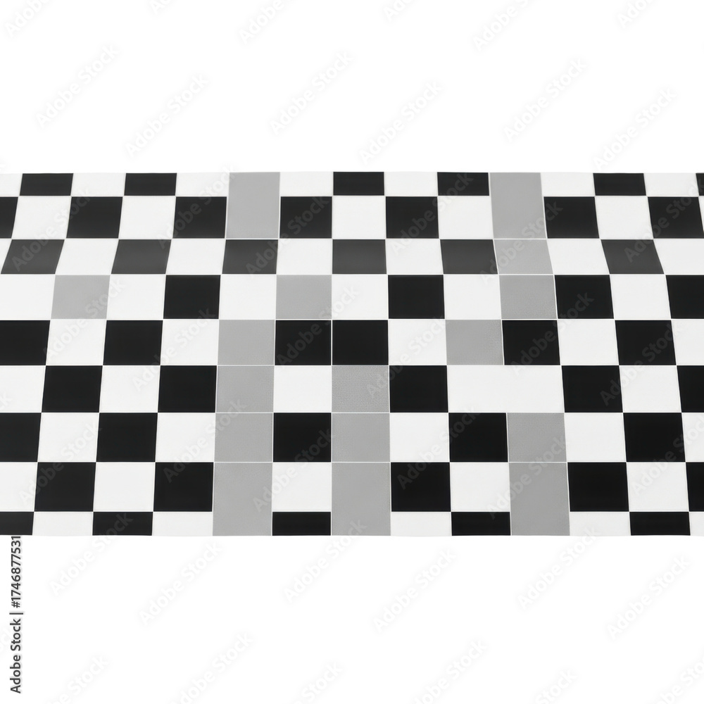 Fototapeta premium Classic black and white checkerboard pattern background texture with subtle grey grid detail.