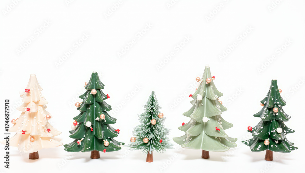 Fototapeta premium a set of Christmas trees on a white background isolated