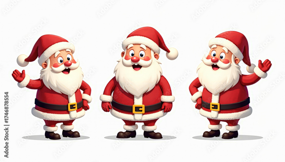 Obraz premium a set of funny Santa Claus on a white background