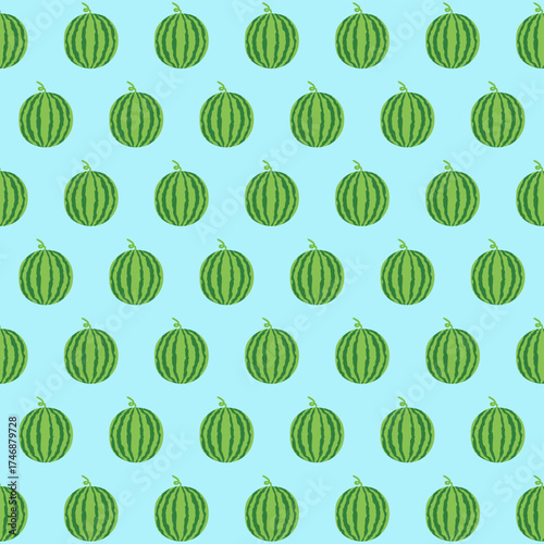 Cute Watermelon Seamless Pattern Vector Illustration. Tropical Watermelon Fruit Pattern Design