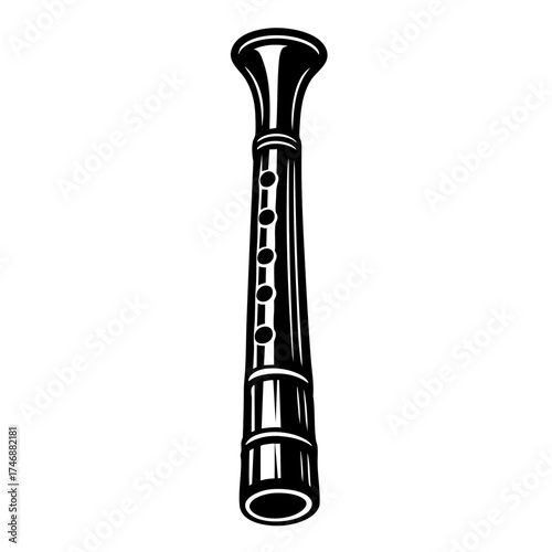 White Graphic Illustration of a Clarinet Musical Instrument