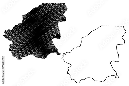 Oio Region (Republic of Guinea-Bissau, Regions of Guinea Bissau) map vector illustration, scribble sketch Oio map