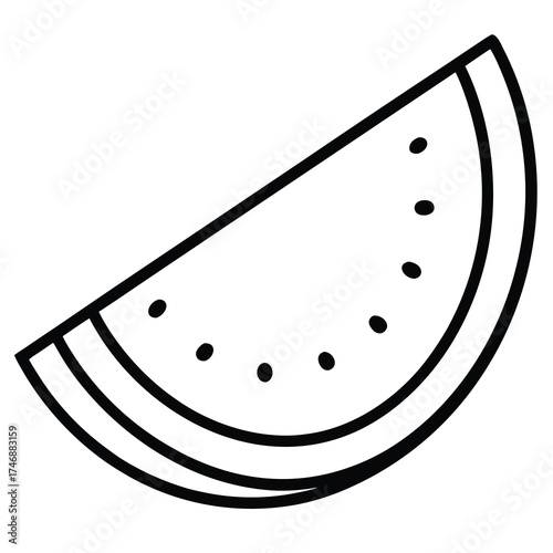 watermelon half  vector line art icon