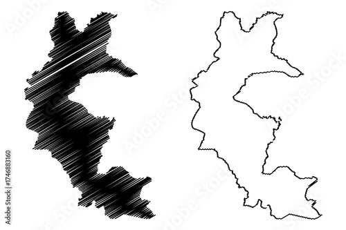 Faranah Region (Subdivisions of Guinea, Guinea-Conakry, French Guinea) map vector illustration, scribble sketch Faranah map