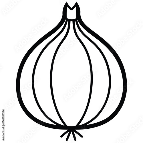 white onion vector line art icon