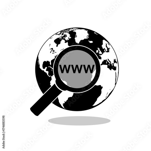 Website WWW icon with shadow