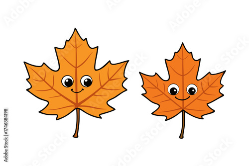 autumn maple leaves set isolated on white background