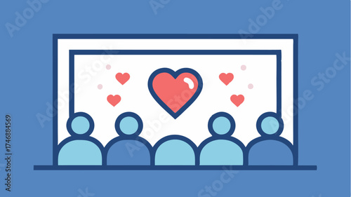 A heart icon within a livestream frame representing audience reactions and engagement during events.