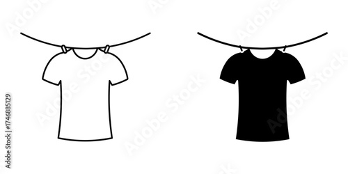 clothesline, clothes illustration icon vector