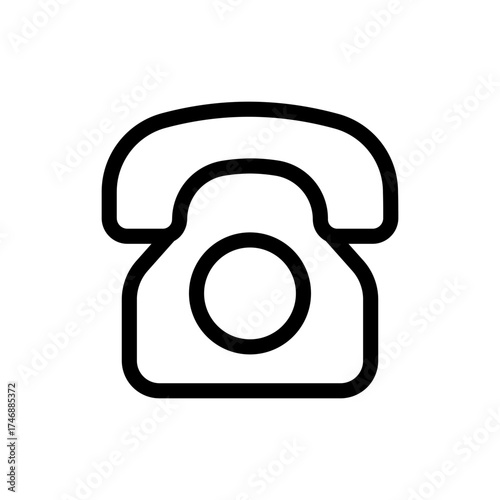 Simple Black Outline Icon of a Vintage Rotary Telephone