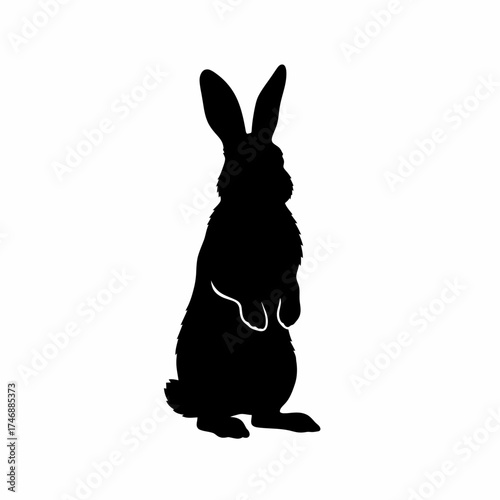 Silhouette of a rabbit standing tall vector illustration for versatile graphic design applications
