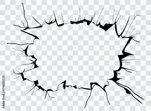 Broken Glass Shattered Crack Effect Vector Illustration