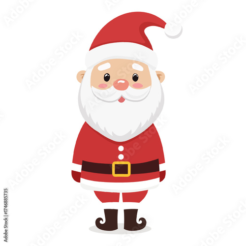 Vector cartoon Santa isolated in transparent background. Decorative Character mascot. Christmas clipart of a jolly Santa Claus. EPS 10

