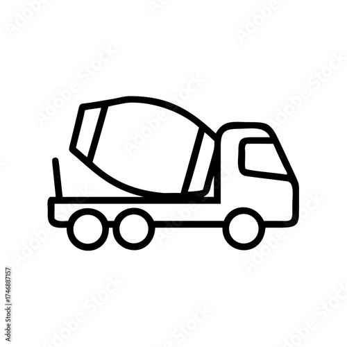 Simple flat illustration of a delivery truck with a streamlined design, showcasing its side profile, emphasizing efficiency and modern transportation concepts