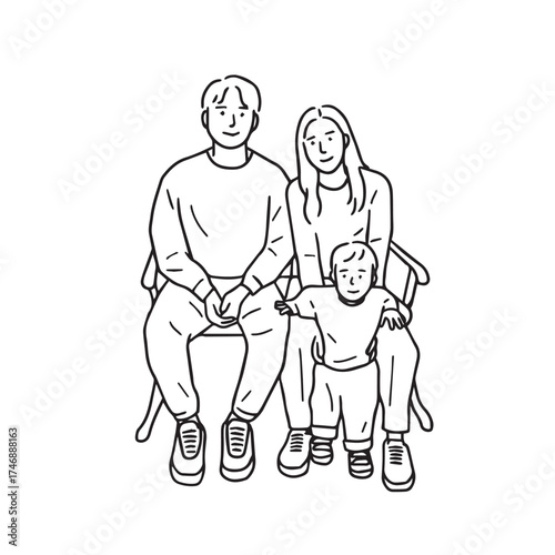 Illustration of a young couple holding their child — family and parenthood vector