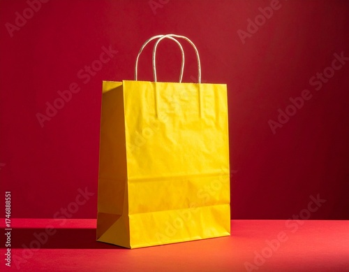 Yellow bag on red background
