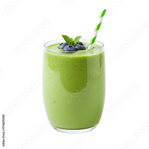 Konstfotografi Healthy green smoothie with blueberries and mint