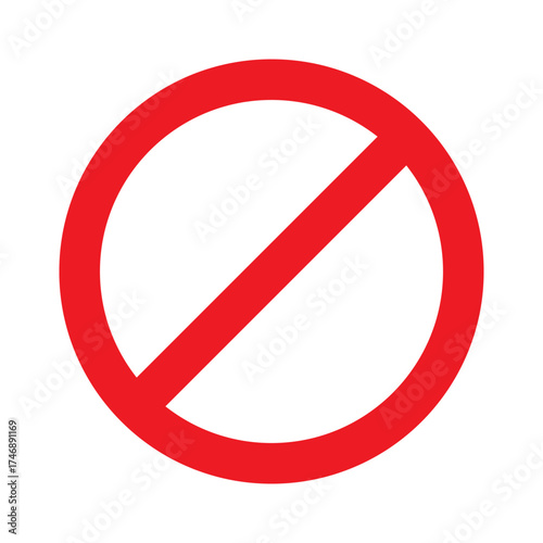 Ban sign vector icon. Red prohibited circle symbol in flat modern style for restriction, warning, or no entry design in apps and web interfaces.