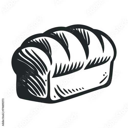 Freshly baked loaf of bread ready for delicious meals. Vector hand drawn illustration