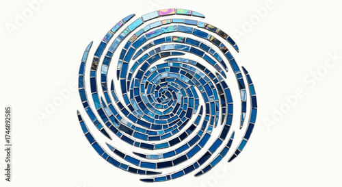 Entrancing Blue Mosaic Spiral: A Stunning Artistic Design Displayed on White
