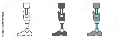 Leg knee prosthesis icon, orthopedic and medical, prosthetic leg sign, vector graphics, a linear pattern on a white background. editable stroke
