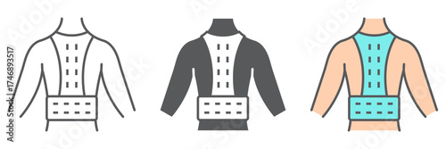 Orthopedic corset icon, orthopedic and medical, posture correction brace sign, vector graphics, a linear pattern on a white background. editable stroke