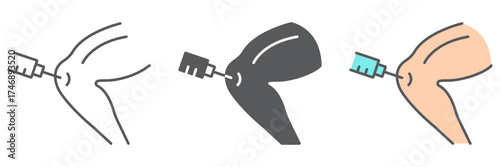Knee injection icon, orthopedic and medical, bone injection sign, vector graphics, a linear pattern on a white background. editable stroke