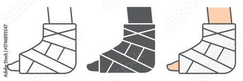 Foot brace icon, orthopedic and medical, ankle bandage sign, vector graphics, a linear pattern on a white background. editable stroke