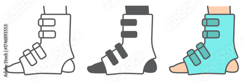 Foot splint icon, orthopedic and medical, leg bandage sign, vector graphics, a linear pattern on a white background. editable stroke