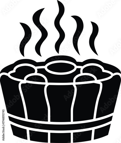 Black icon of a steaming hot tub jacuzzi vapor